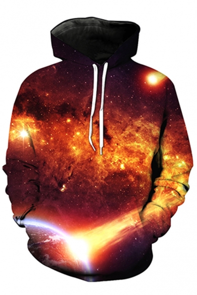 Unisex 3D Galaxy Color Block Printed Long Sleeve Hoodie Sweatshirt