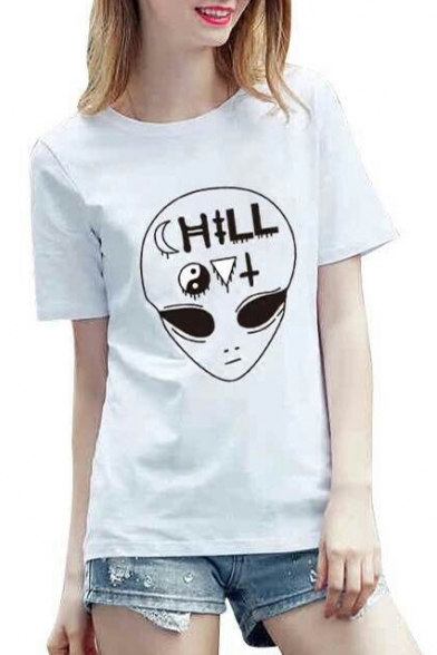 Funny Printed Round Neck Short Sleeve Summer's Basic Graphic Tee