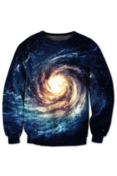 New Arrival Galaxy Whirlpool Pattern Round Neck Long Sleeve Sweatshirt