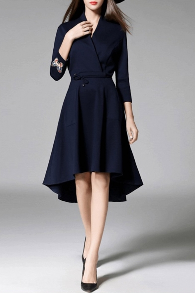 wrap dress 3 4 length sleeve