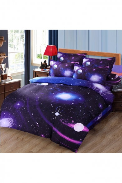 Comfortable Galaxy Printed Four-Piece Bedding Sets Bed Sheet Set Duvet Cover Set Bed Pillowcase