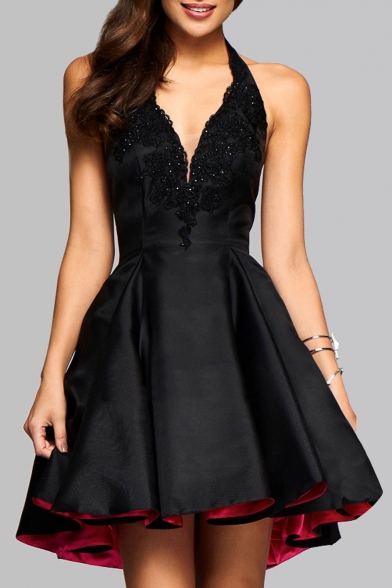 open back mini party dress