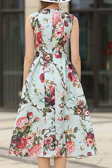 printed fit and flare dress