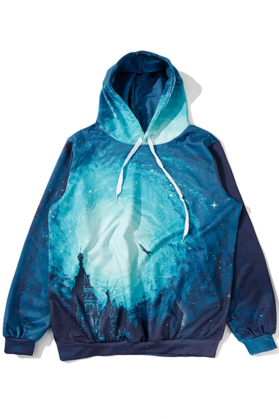 Unisex Deep Sea Color Block 3D Printed Long Sleeve Hoodie Sweatshirt