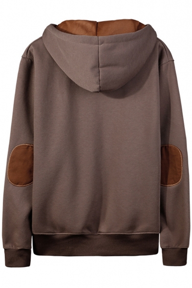 New Collection Long Sleeve Buttons Fly Collar Plain Hoodie with Pockets