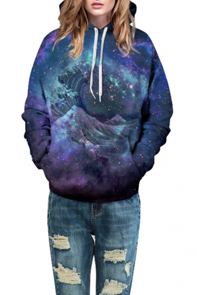 New Fashion 3D Galaxy Pattern Long Sleeve Casual Leisure Unisex Hoodie