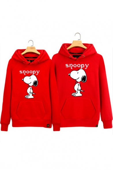 Classic Cartoon Snoopy Printed Long Sleeve Cotton Hoodie for Couple