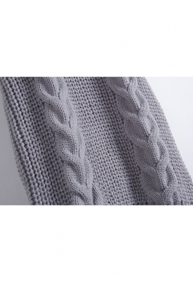 New Arrival Open Back Turtleneck Sleeveless Plain Cable Knit Sweater Tank