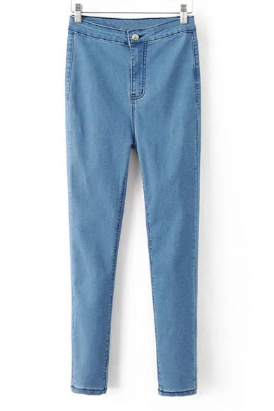 Vintage Springy High Waist Plain Basic Skinny Jeans