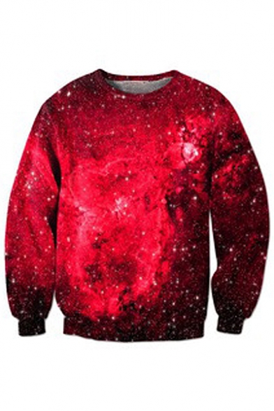 Hot Fashion Galaxy Printed Long Sleeve Round Neck Pullover Sweatshirt