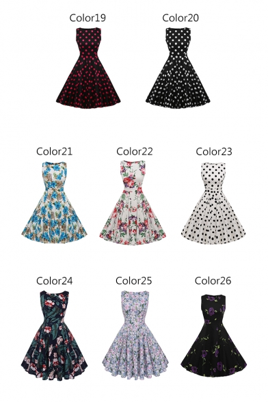 Glamorous Sleeveless Round Neck Floral Printed Midi Fit & Flare Dress