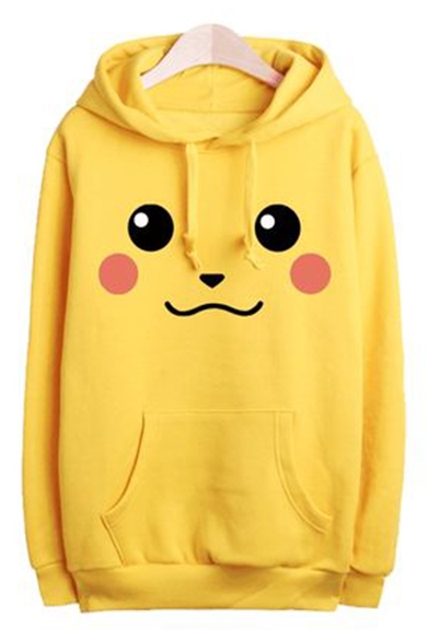 Unisex Adorable Pikachu Cartoon Printed Long Sleeve Hoodie Sweatshirt