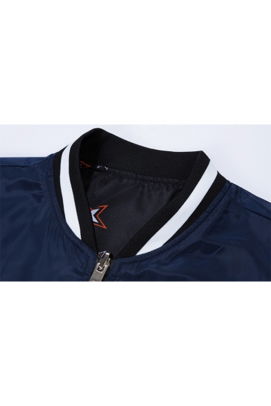 Striped Letter Pattern Long Sleeve New Fashion Zip Placket Baseball Jacket