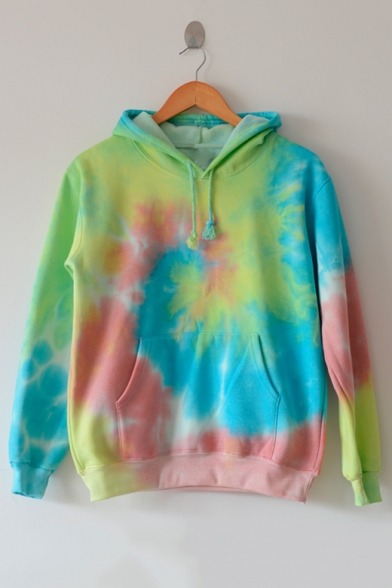 New Fashion Tie Dye Long Sleeve Loose Casual Hoodie with Pockets