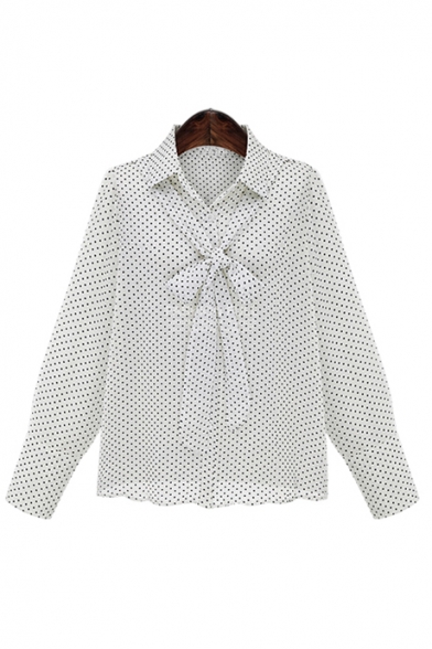 Fashion Oversize Polka Dots Lapel Long Sleeve Single Breasted Shirt