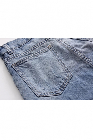 New Stylish Ripped Broken Plain False Two Pieces Jeans