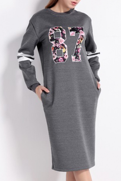 long sleeve midi t shirt dress