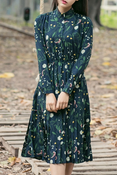 long sleeve button down midi dress