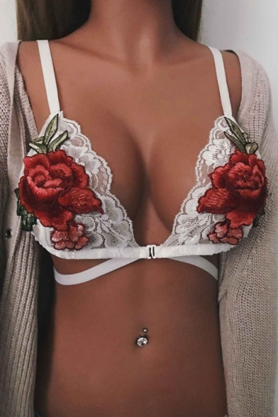 New Arrival Sexy Lace Inserted Floral Embroidered Fashion Bralet