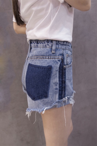 High Waist Chic Ripped Hem Summer's Fashion Denim Shorts