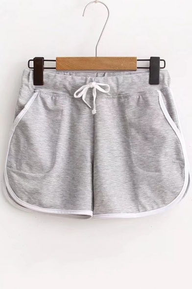 Women's Leisure Drawstring Waist Loose Plain Sport Shorts with Pockets