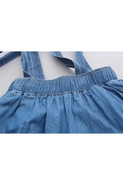 Basic Leisure Plain Straps Loose Casual Wide Legs Fashion Overalls Pants