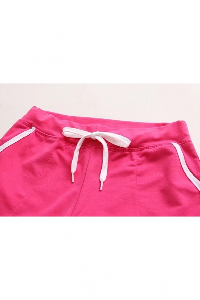 Women's Leisure Drawstring Waist Loose Plain Sport Shorts with Pockets