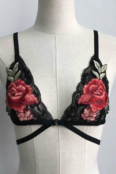 New Arrival Sexy Lace Inserted Floral Embroidered Fashion Bralet