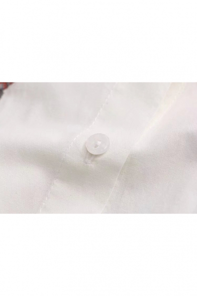 Cat Fish Cartoon Printed Lapel Collar Short Sleeve Buttons Down Shirt