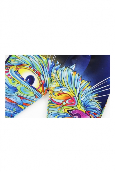Hot Fashion Colorful Cartoon Cat Printed Drawstring Waist Oversize Sports Pants