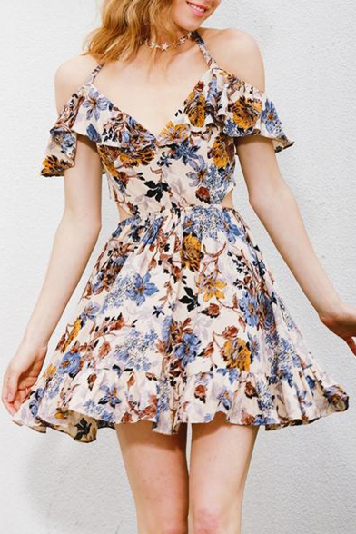 cold shoulder floral dress