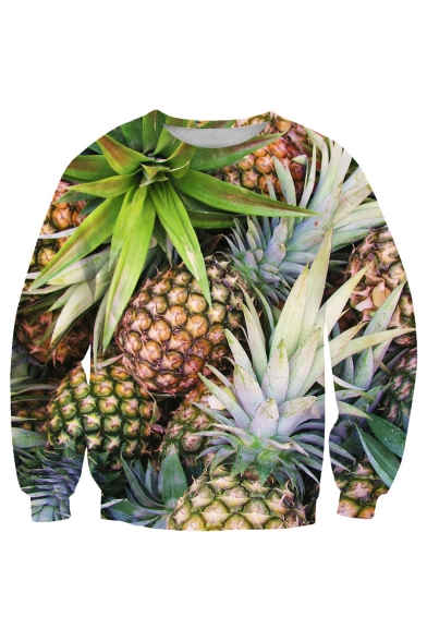Hot Fashion 3D Pineapple Printed Loose Round Neck Long Sleeve Sweatshirt