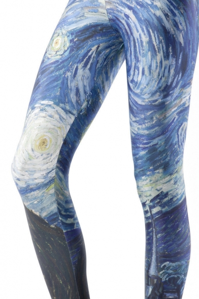 Space Whirlpool Printed Elastic Waist Sexy Skinny Leggings