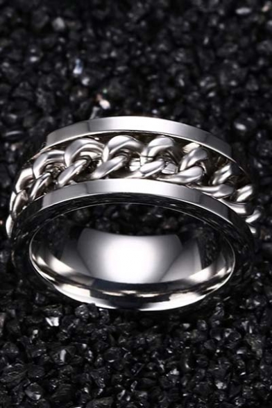 Unisex Fashion Chain Pattern Insert Titanium Steel Ring