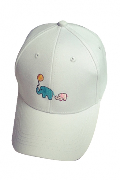 Cartoon Elephant Embroidered Hip Hop Style Adjustable Outdoor Baseball Cap
