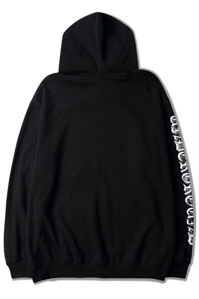 Hip Hop Street Style Letter Printed Long Sleeve Loose Hoodie with Pockets