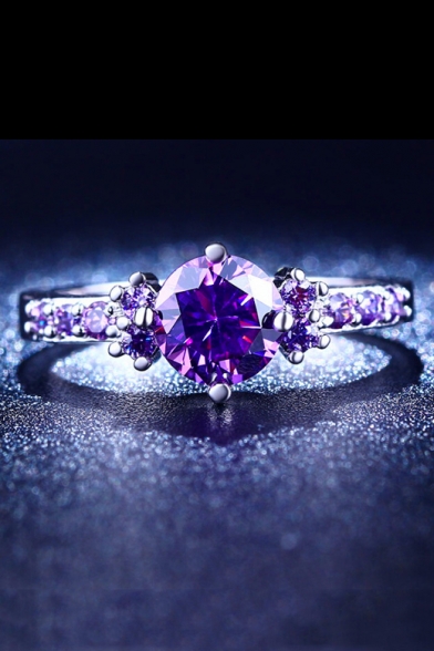 New Fashion Luxurious Purple Ring with Diamond Studded
