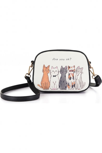 New Arrival Cartoon Cat Letter Pattern Portable Outdoor Shoulder Bag