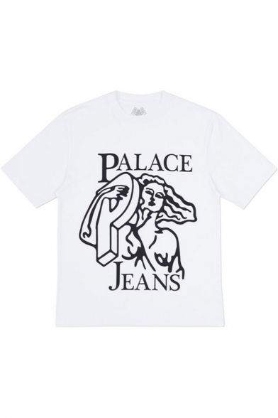 Unisex PALACE JEANS Graphic Printed Short Sleeve Round Neck Cotton Tee