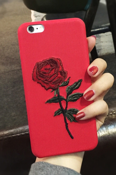 Hot Fashion Stylish Retro Rose Embroidered Mobile Phone Case for iPhone