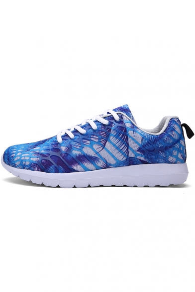 Students' New Stylish Breathable Mesh Patched Printed Sports Flat Shoes