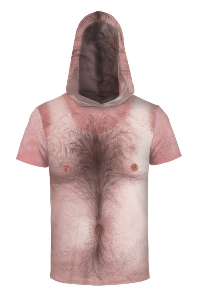 Funny Human Body 3D Printed Short Sleeve Hooded Tee