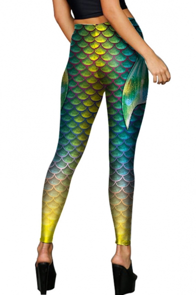 New Arrival Fashion Fish Scale Printed Skinny Comfort Leggings