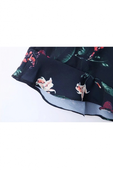 New Arrival Floral Printed Ruffle Hem Casual Leisure Shorts