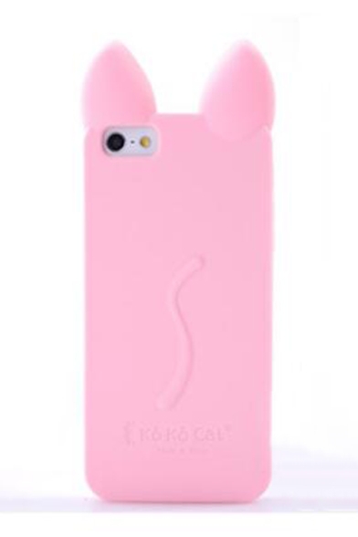 Adorable Cat Ear Shaped Plain Soft Case for iPhone