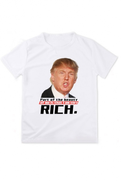 Funny Creative Trump's Motto Printed Short Sleeve Round Neck Graphic Tee