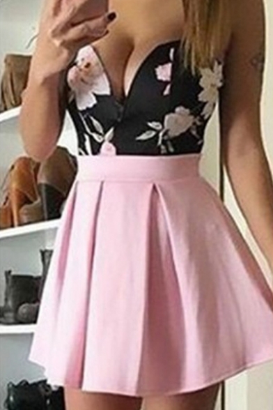 Hot Fashion Sexy Bandeau Sleeveless Floral Printed Mini A-Line Dress