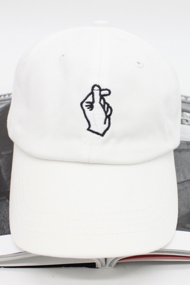 Fashion Embroidery Gesture Pattern Adjustable Outdoor Baseball Cap