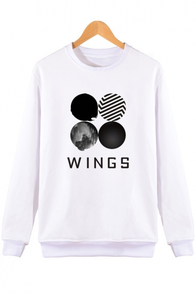 Unisex Fashion WINGS Graphic Printed Long Sleeve Round Neck Pullover Sweatshirt