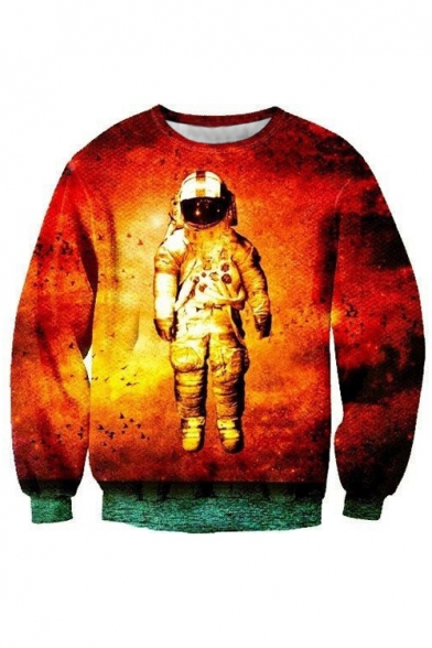 Hot Fashion 3D Space Astronaut Pattern Long Sleeve Round Neck Sweatshirt